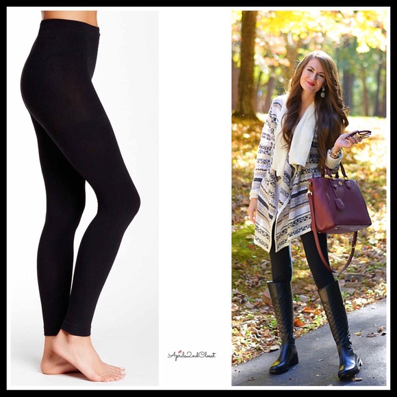 Aprils2ndcloset Pants - BLACK FLEECE LINED LEGGINGS - FOOTLESS TIGHTS